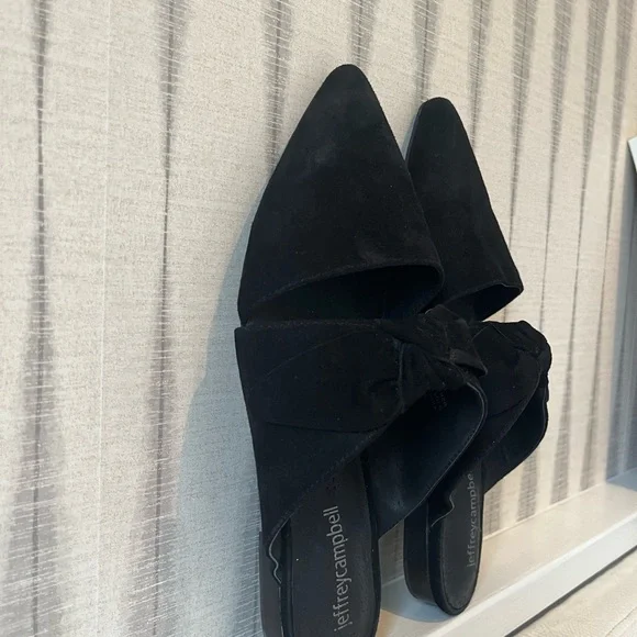 Jeffrey Campbell Black Pointed-Toe Bow Flats - Picture 2 of 4